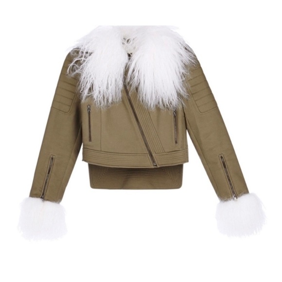 BCBG Maxazria Runway Olive  real fur Jacket, XXS - Picture 1 of 16